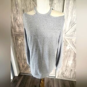 Distressed Cold Shoulder Gray Boutique Women's Sweatshirt